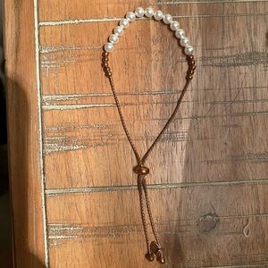 Rose gold pearl slider bracelet